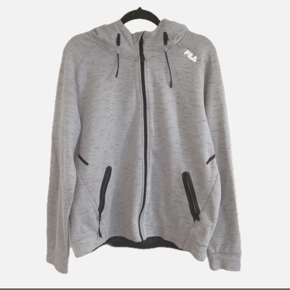 Men’s Fila Grey Full Zip-up Sport Hoodie, Cotton Blend, Large